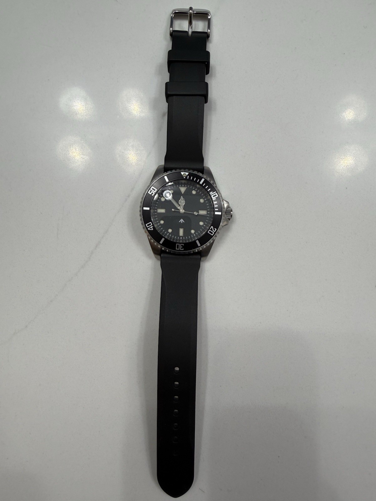 MWC 300m Sub Diver SS Watch w Screw Down Crown Italian Silicone Strap