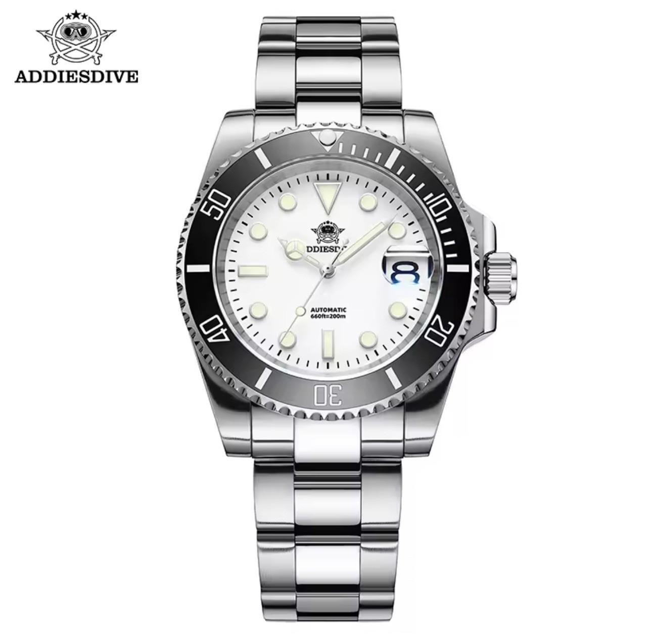 Addiesdive 41mm Mens Quartz Diver Watch Waterproof Luminous Stainless Steel NEW