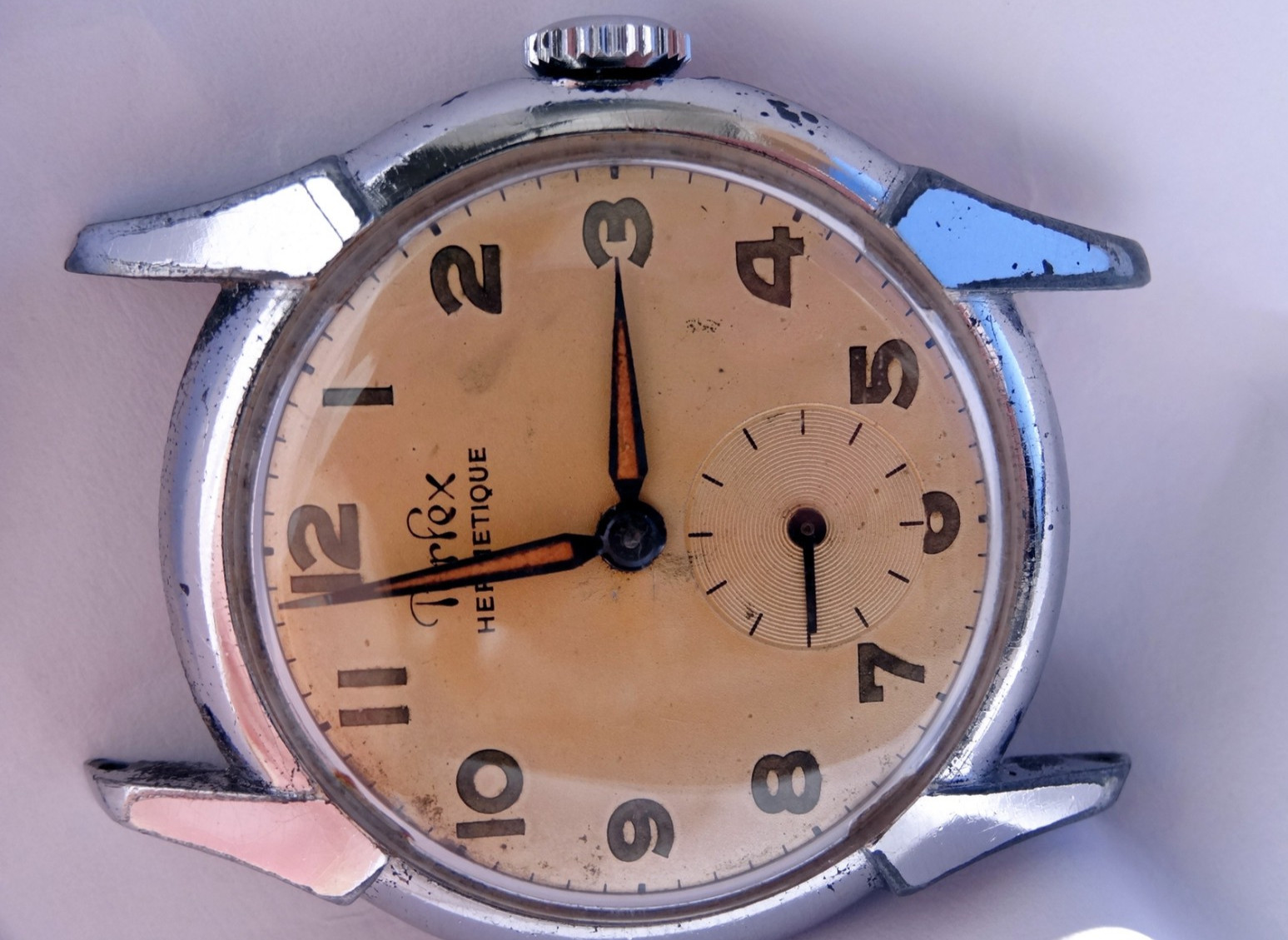 Perfex Hermetique Cal. Cupillard 233, Rare Case Maker, Crab Style, Patina, Works