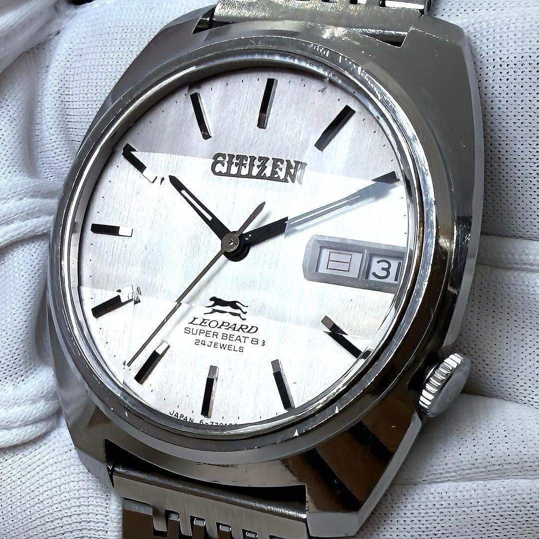 Rare CITIZEN Leopard Super Beat 8 24J Auto Day Date Silver Dial Vintage Japan