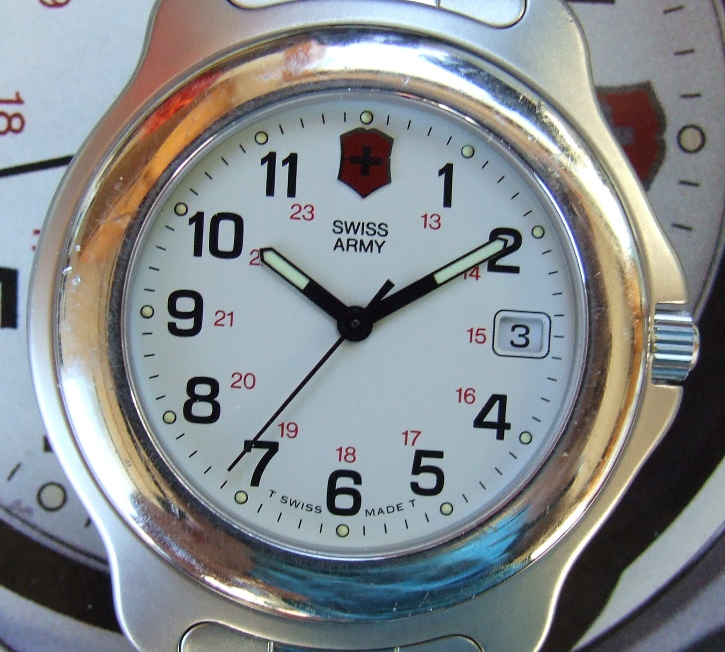 VictorINOX SWISS ARMY+ClaSSiC Mens OFFICERS 1884+Sapphire+40mm+SS BRACELET=SWEET