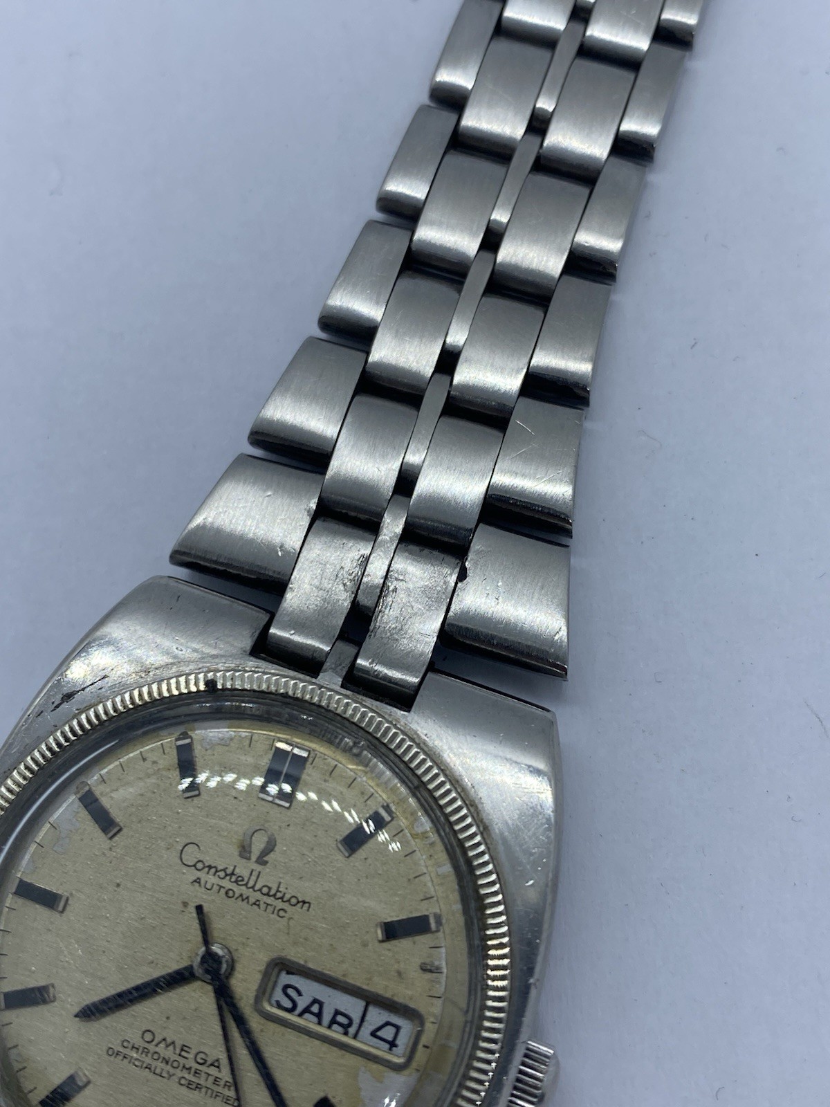 Omega Constellation 168.045 Cal 751 Automatic Men Watch For Repair Gold Bezel