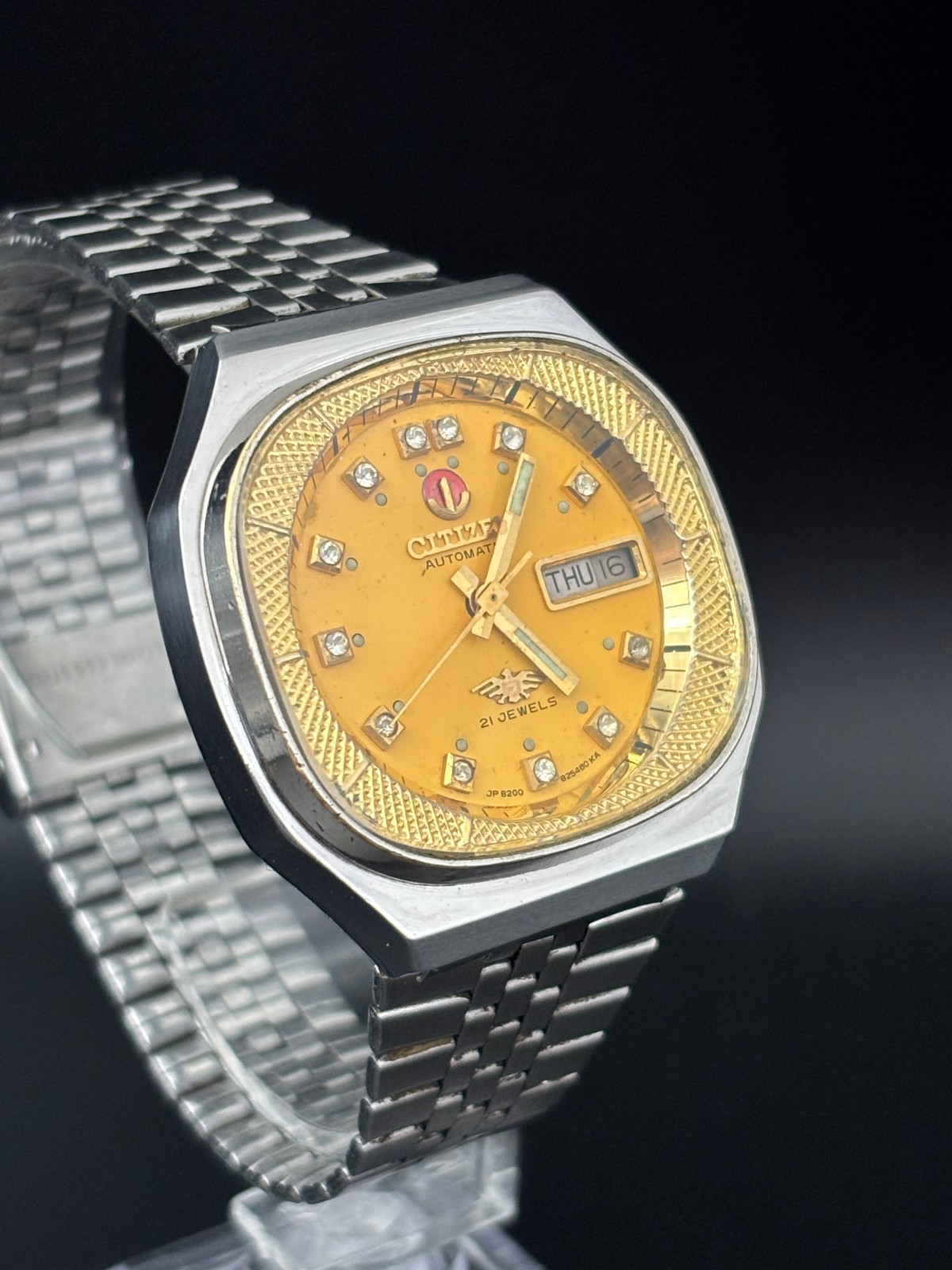 Citizen Orange Vintage Automatic men’s Japan Wristwatch Miyota 8200 day date