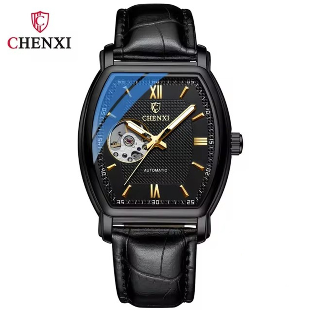 CHENXI Men Mechanical Watch Automatic Leather Rectangle Business Male Wristwatch