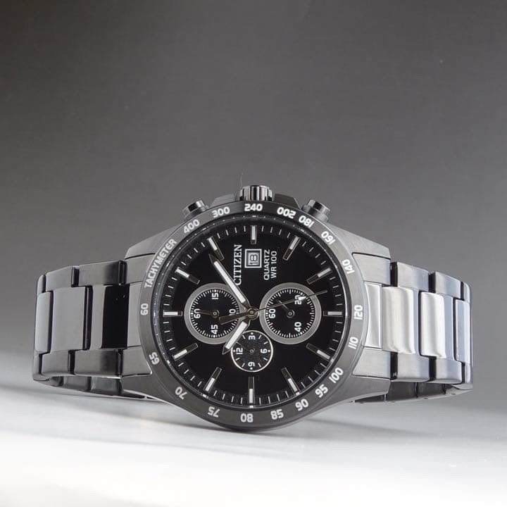 New Citizen Men’s Wristwatch Chrono 42mm Black Dial Waterproof