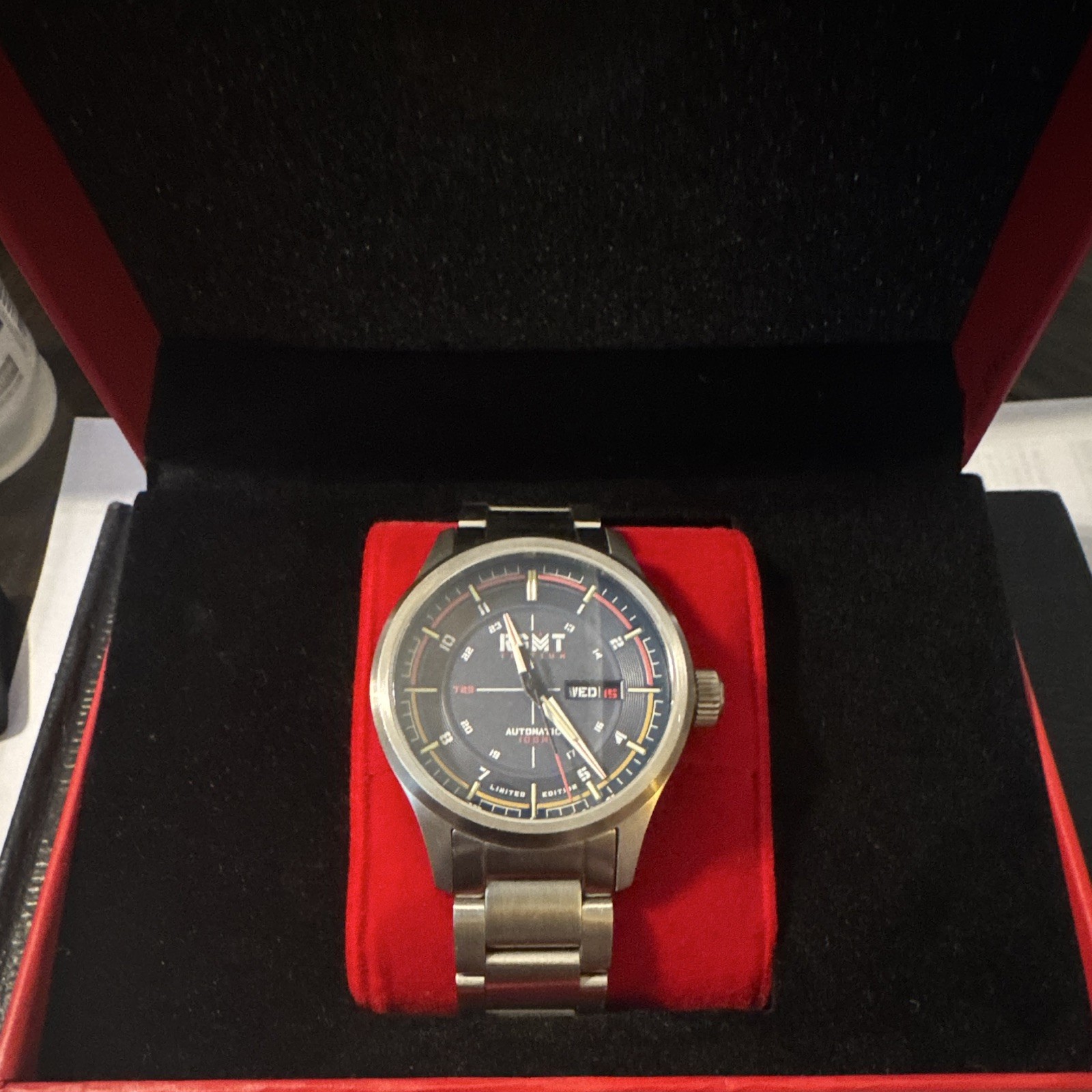 RGMT Limited Edition Men’s Auto Watch Black Dial Date/Day 100m SS Bracelet Box