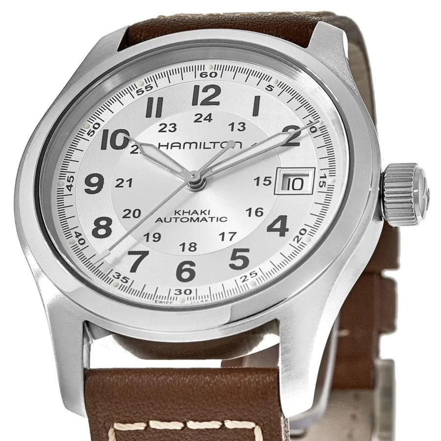 New Hamilton Khaki Field Auto 38MM Silver Dial Leather Men’s Watch H70455553
