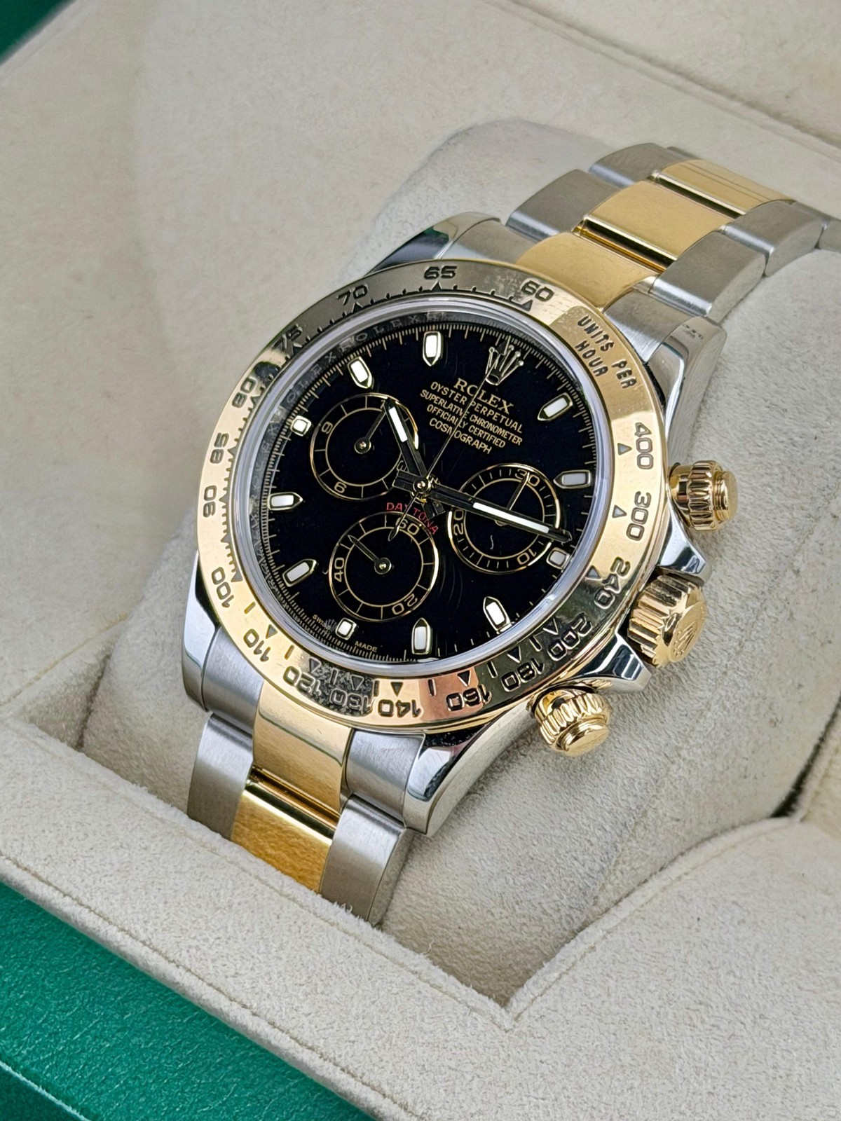 2016 Rolex Daytona Black Dial 116503 40mm TT 18K & SS Oyster – Pre Owned Box and