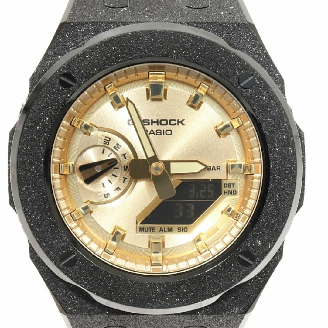 G-Shock GA2100 Frosted Custom Black Gold Dial Casioak Stainless Matte Model Fros