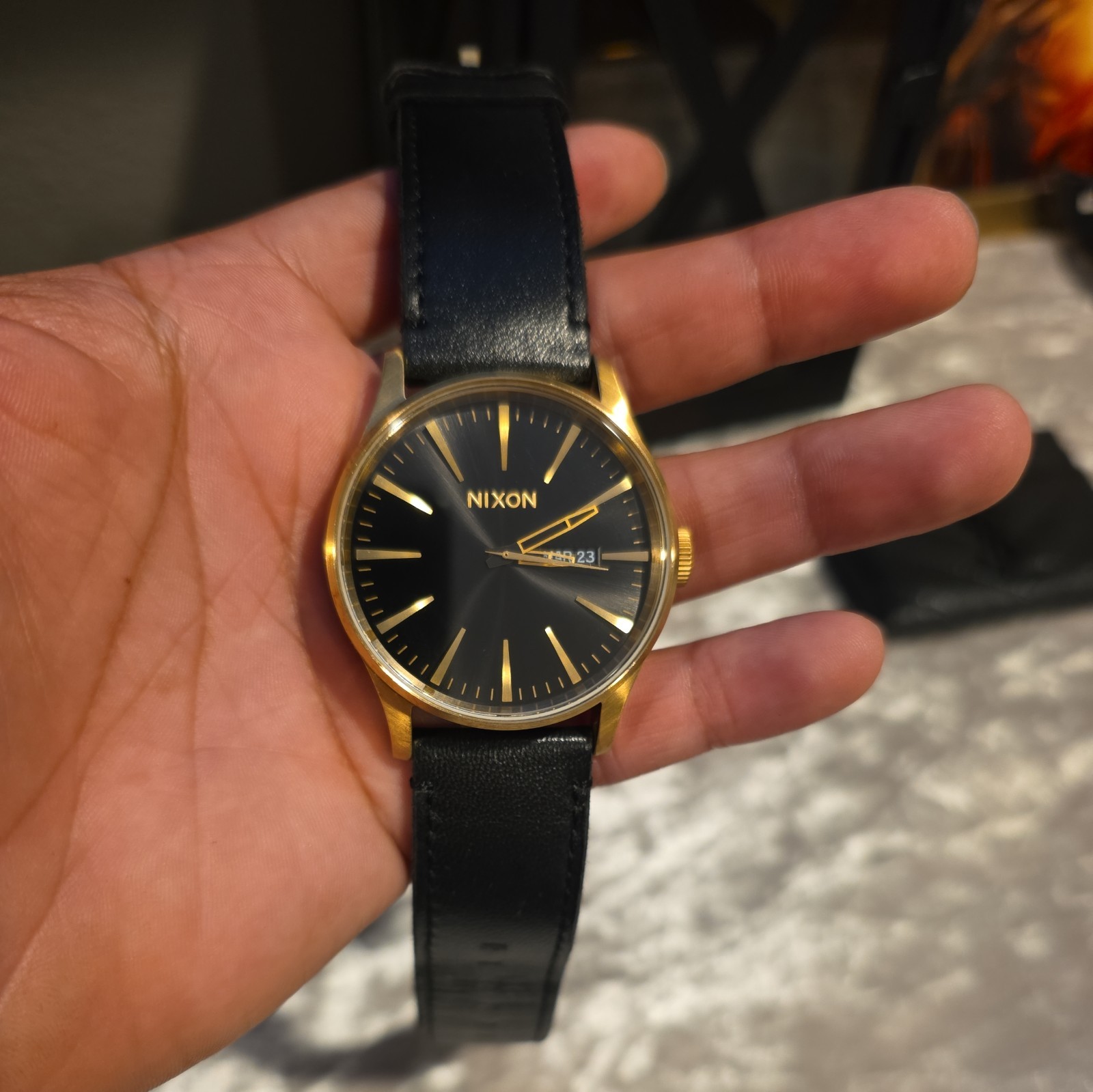 Nixon Men The Sentry Never be Late Gold/Black 42mm Quartz Watch