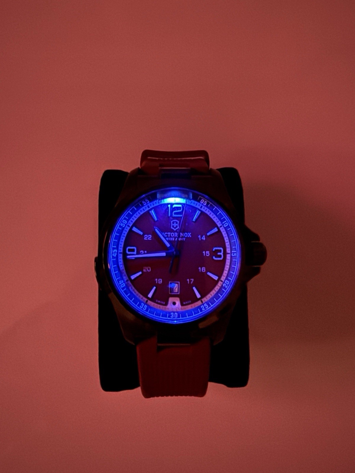 Victorinox Swiss Army Night Vision Quartz 42mm Black/Red Date 50m Watch