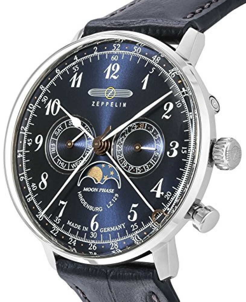 ZEPPELIN Hindenburg 7036-3 Watch Navy Dial Blue Band 100 Years