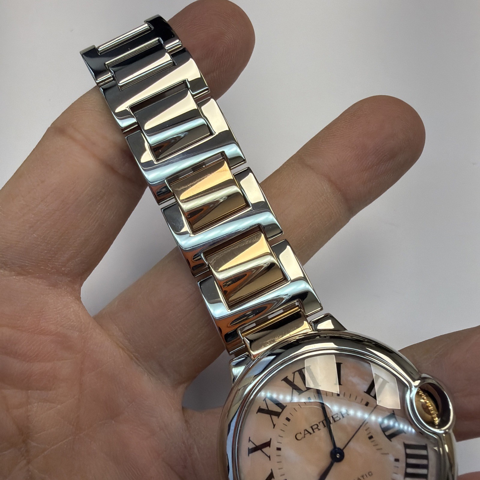Cartier Ballon Bleu 18k Rose Gold And Stainless 36mm Pink Mop W6920033