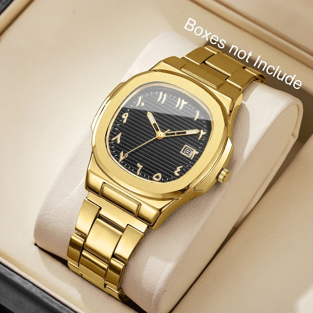 Montres d’affaires de luxe pour hommes, cadran carré, bracelet en acier inoxydab