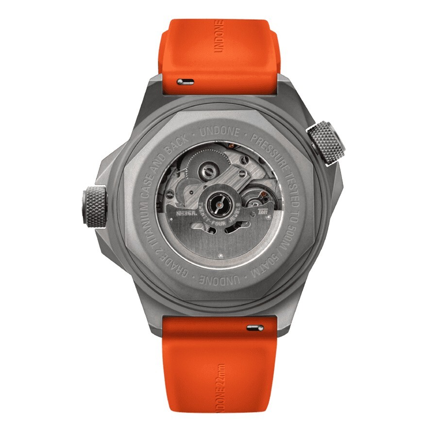 UNDONE AQUADEEP SIGNAL Automatic Titanium Silicone Grey Orange Men’s Watch