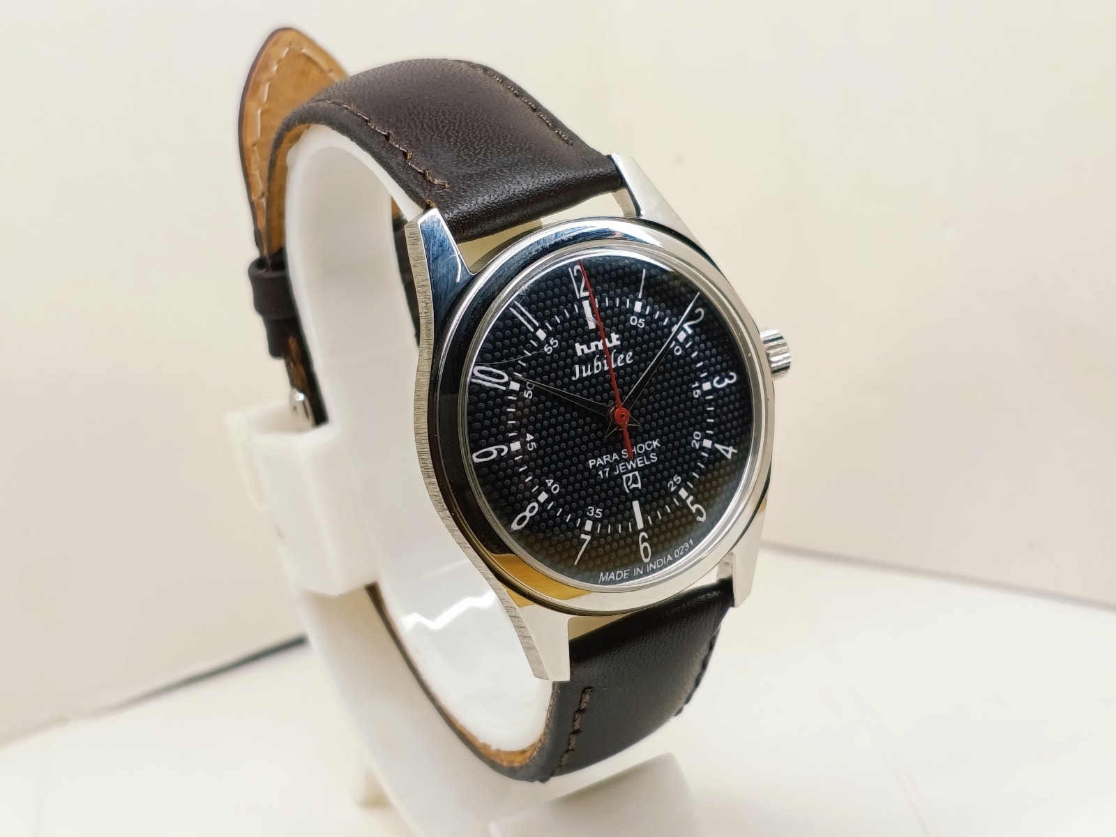 HAND WINDING VINTAGE HMT JUBILEE BLACK DIAL MECHANICAL WATCH FOR MENS