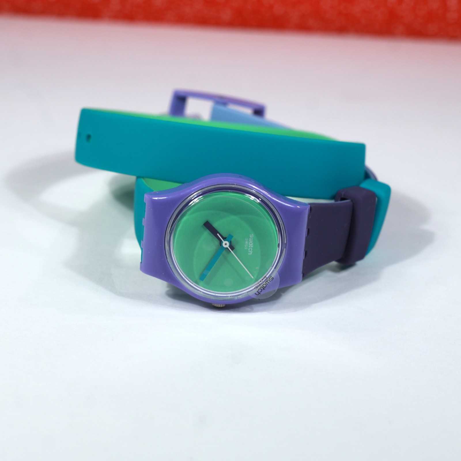New Swatch Swiss LV117 Fun In Blue Wrap Around 25MM Green Blue Purple Reversible