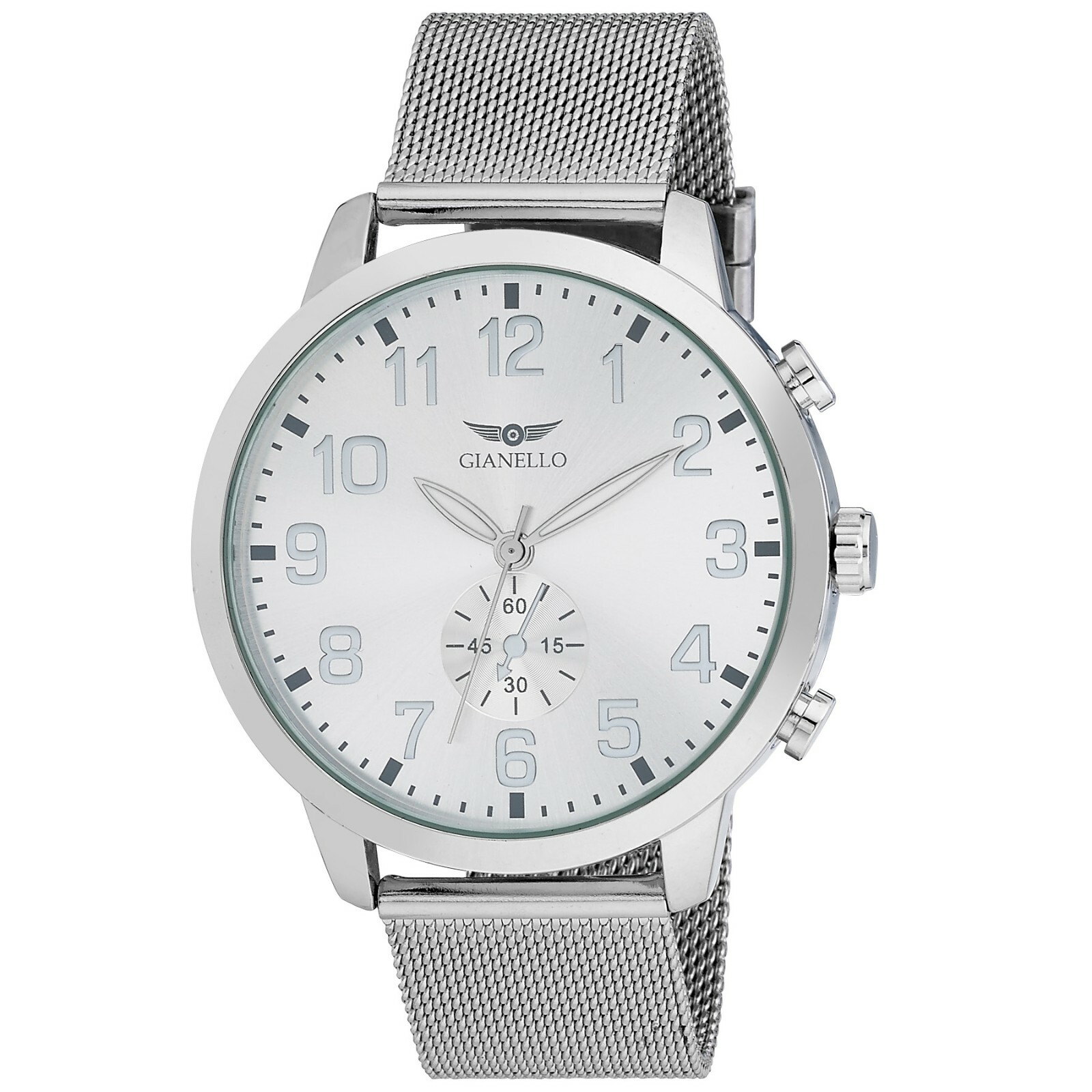 Gianello Mens Large Number Faux Subdial 48mm Mesh Watch