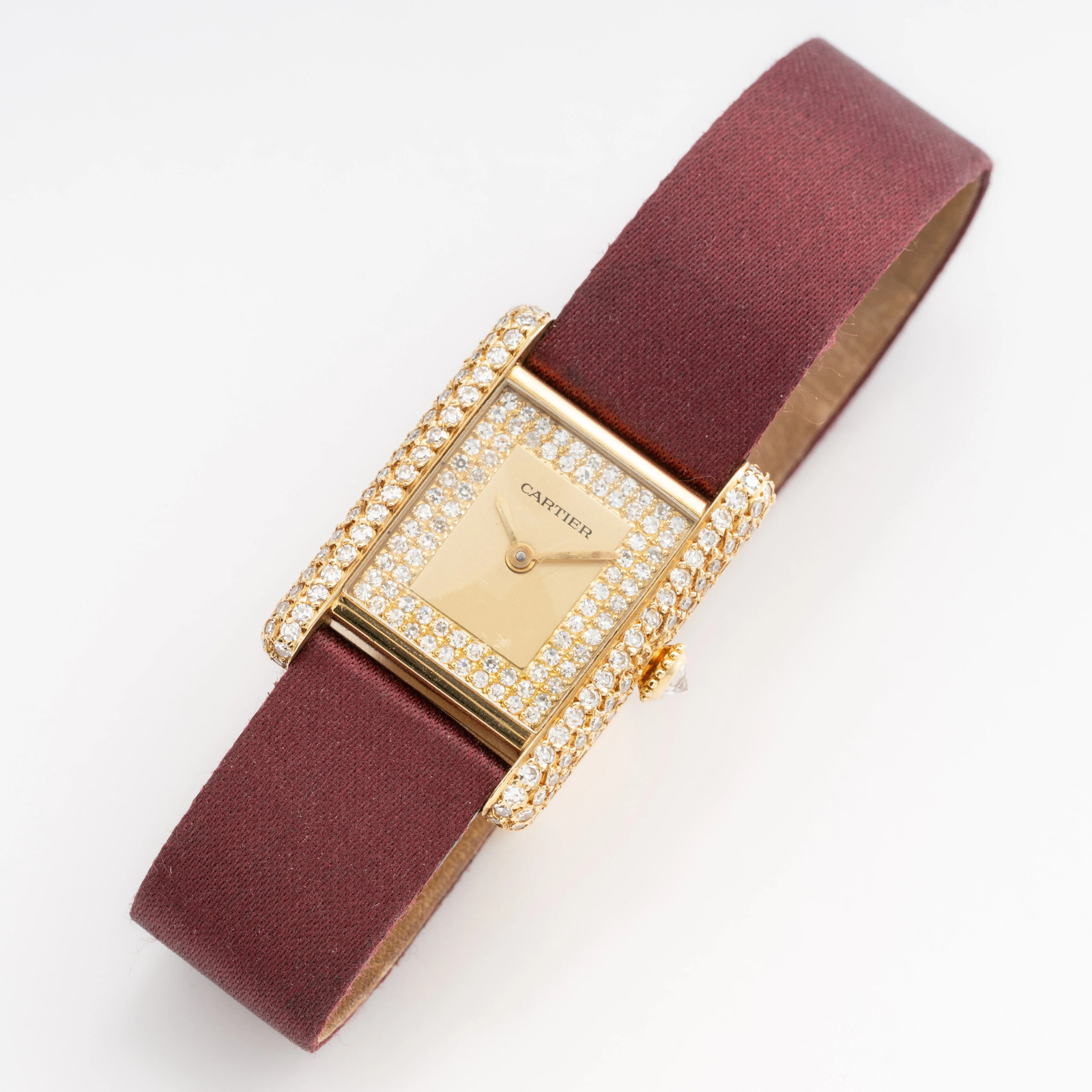 Cartier Tank Louis Paris Diamond 18K Yellow Gold Ladies Watch