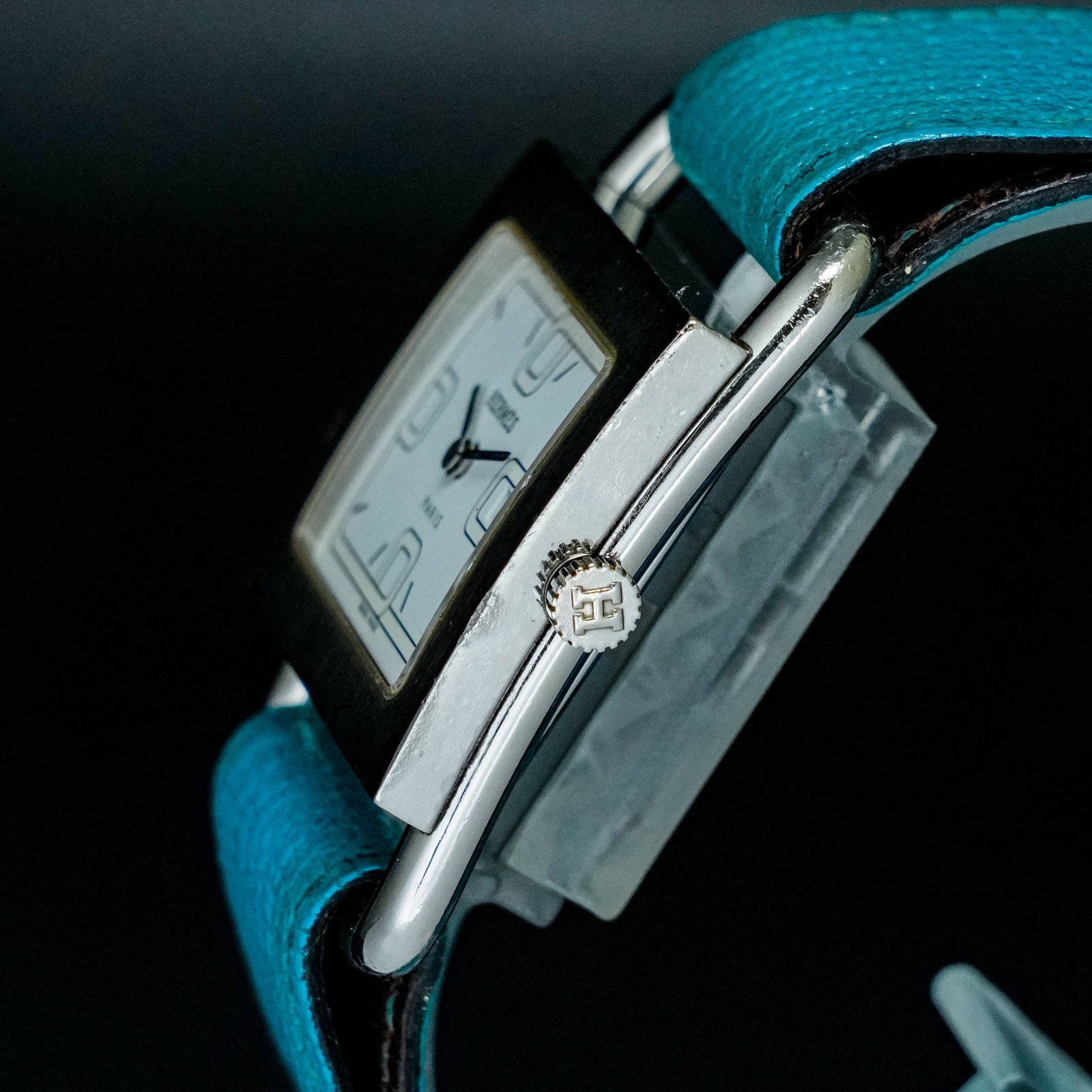 Vintage HERMES Barenia BA1.510 White Dial Date Square Quartz Unisex Adults