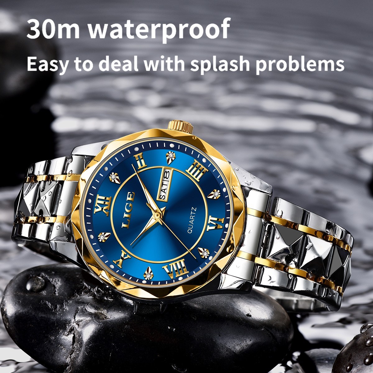 LIGE Men Watch Brand Luminous Steel Wristwatch Business Male Quartz Date Watches