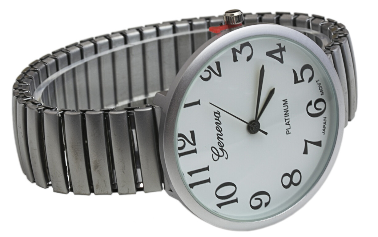 Fashion Watch Wholesale Geneva Super Large Stretch Watch Numbered Brushed Silver