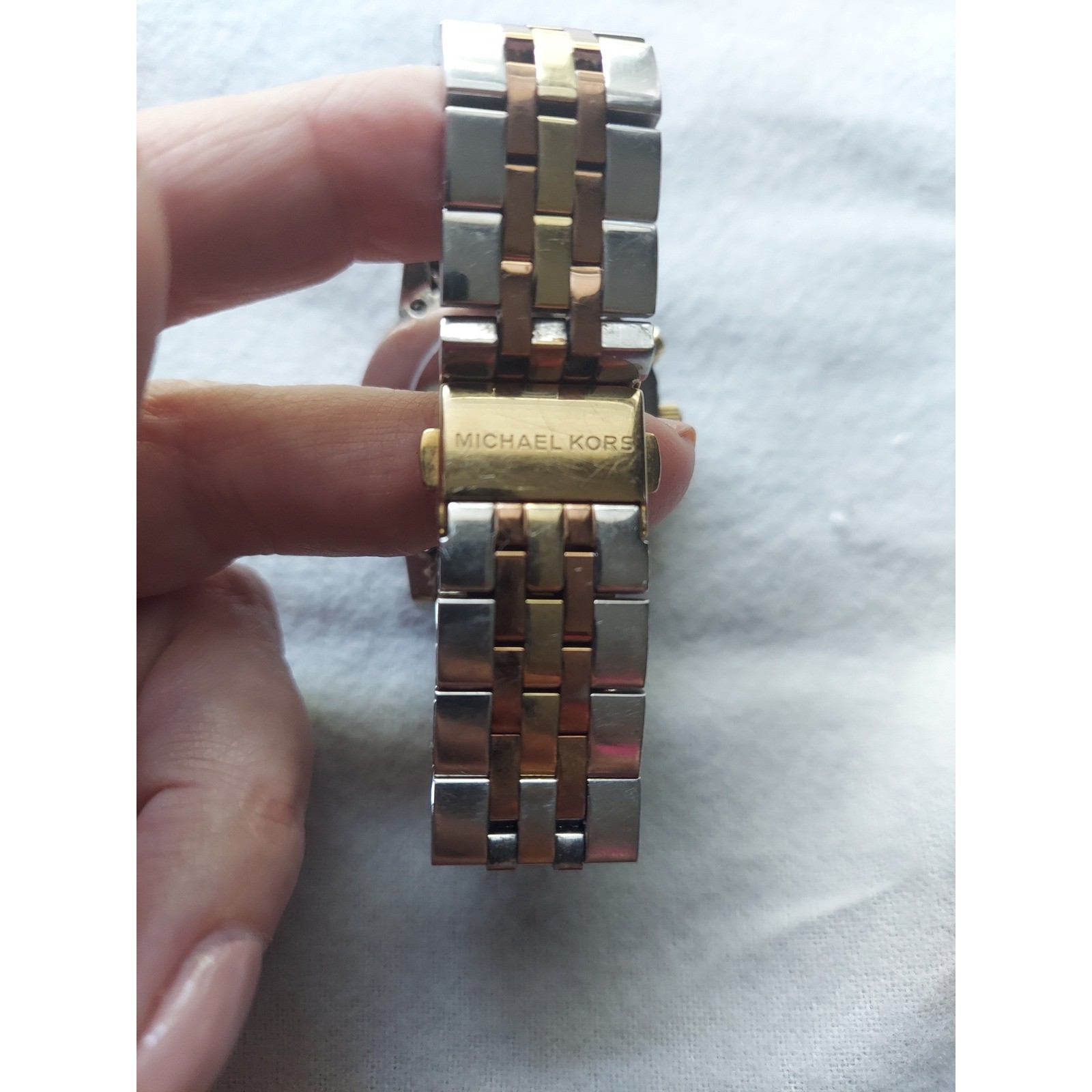 Michael Kors Parker Tri-Tone Chronograph Crystal Mother of Pearl Watch Unisex