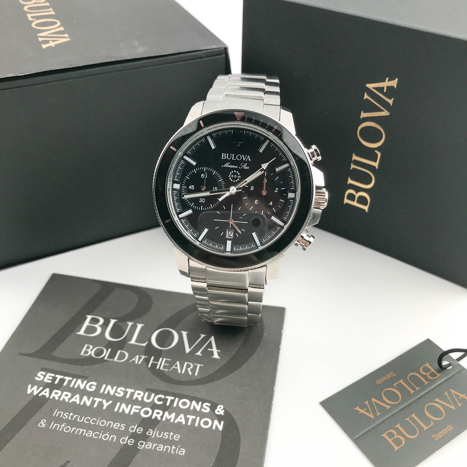 Bulova 96B272 Men’s Chronograph Marine Star Stainless Steel Bracelet Watch 45mm