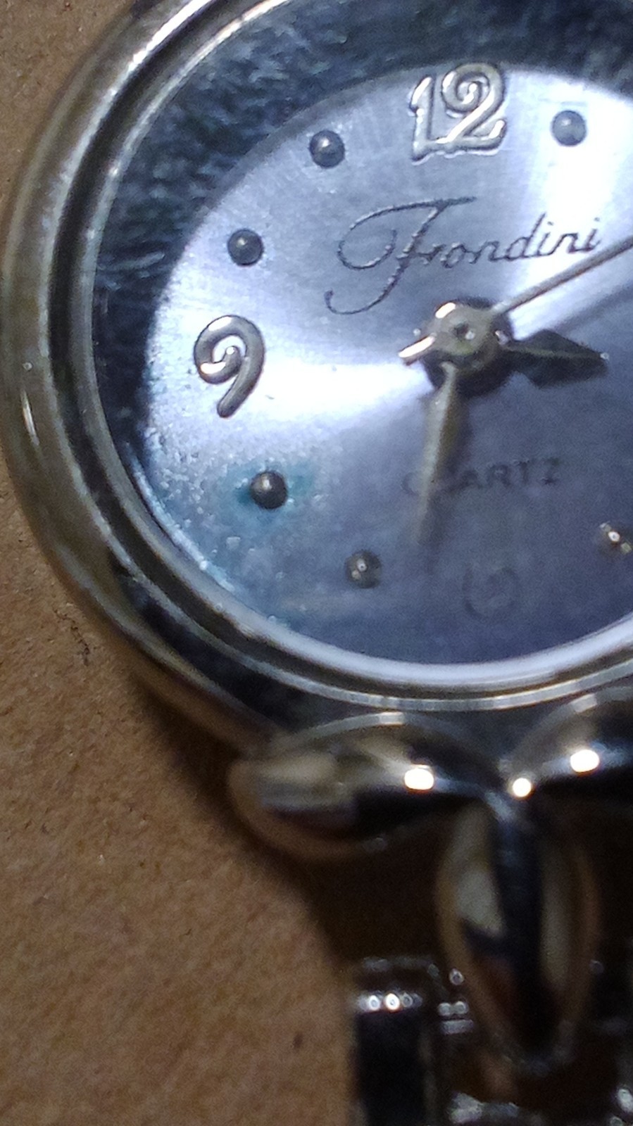 Fondini Quartz Analog Wristwatch Silver Blue Metal Bracelet Dress Formal