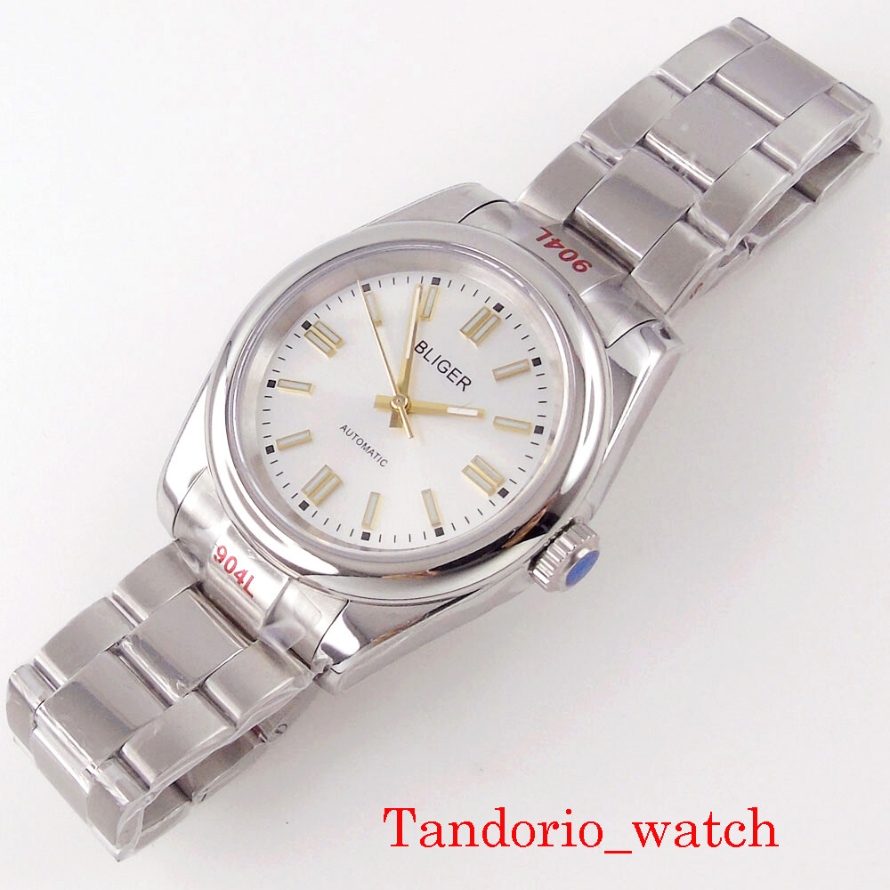Bliger Polished 36mm/39mm Sapphire Glass NH35 PT5000 Automatic Men Watch Oyster