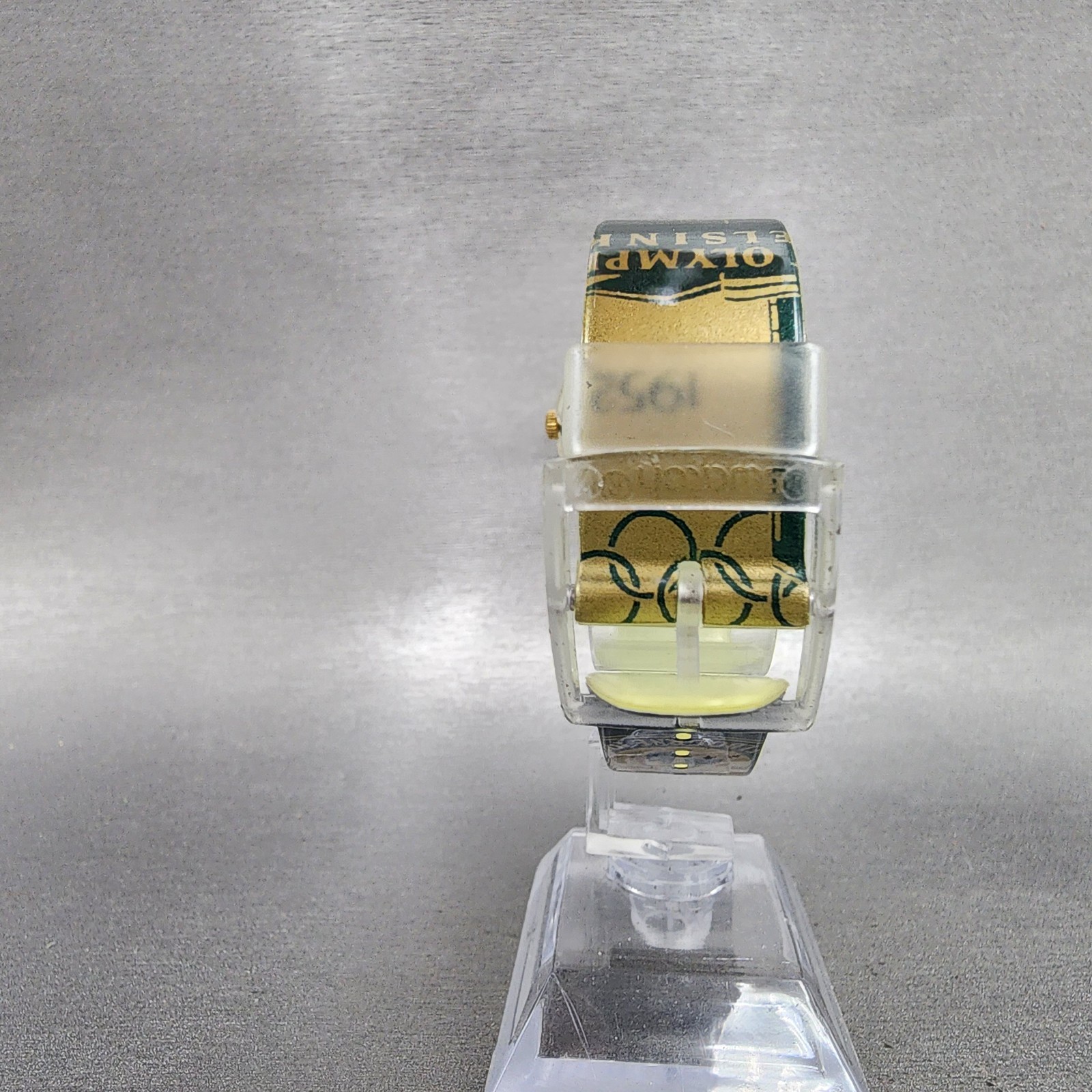 Swatch Olympics 1996 Watch Men 34mm Gold Dial Clear Round GZ136 New Battery