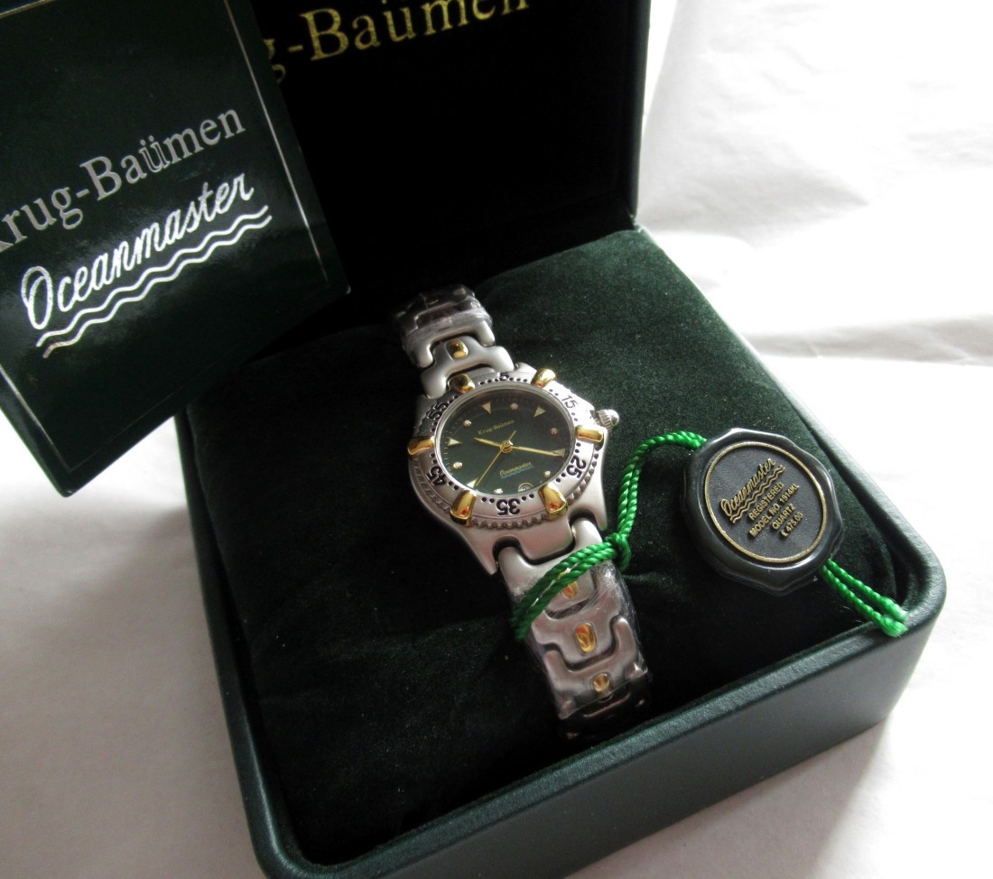 NEW Krug-Baumen OCEANMASTER 1914KL Vintage Quartz Watch Green Face Working