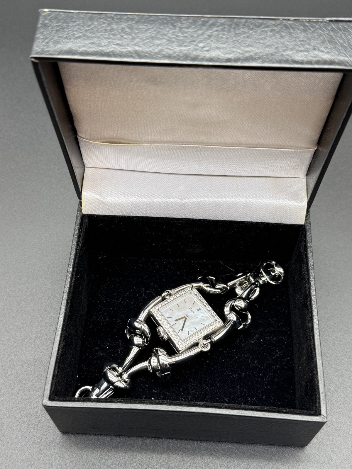 Gucci Signoria Diamond Stainless Steel Watch, Mother of Pearl Face, YA116307