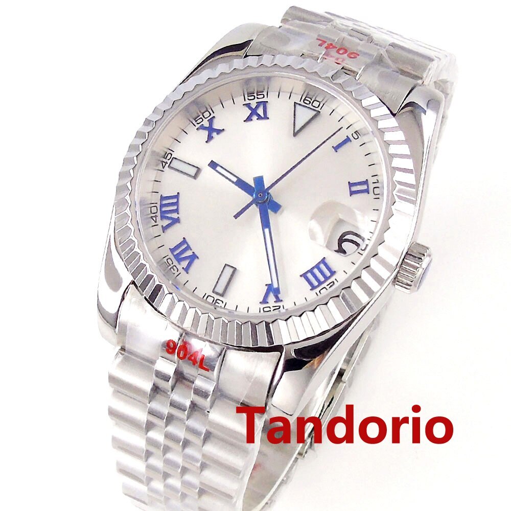 36mm/39mm Silver Sunburst Dial Fluted Bezel Sapphire Glass NH35 PT5000 Men Watch