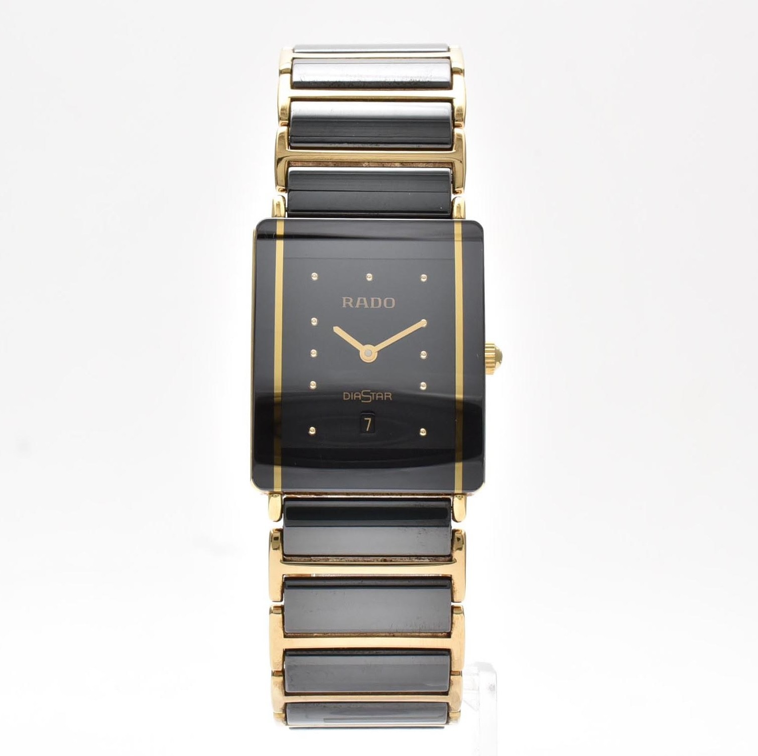 Vintage RADO DiaStar 160.0281.3N Black Dial Ceramic Date Quartz Watch JAPAN