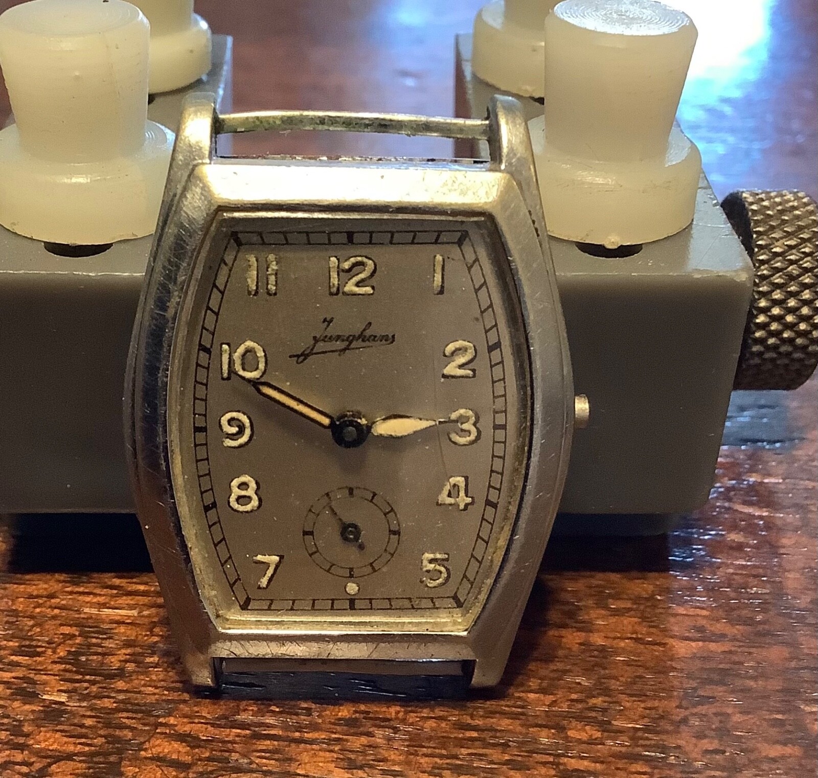 Junghans Men’s Watch / Cushion Case marked Junghans Boden / Signed J80 Movt.
