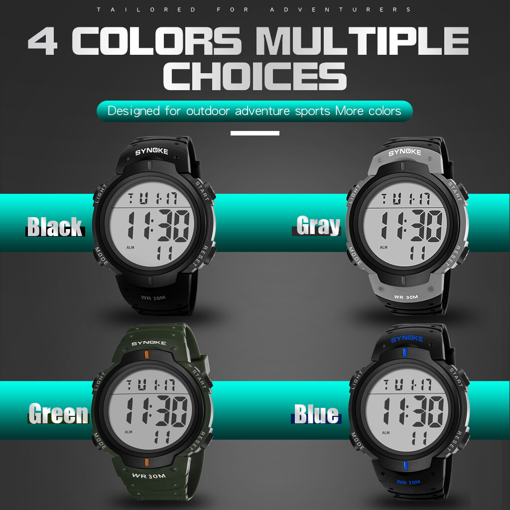 US Men Waterproof Sports Watch Casual Luminous Stopwatch Alarm Simple Army Watch