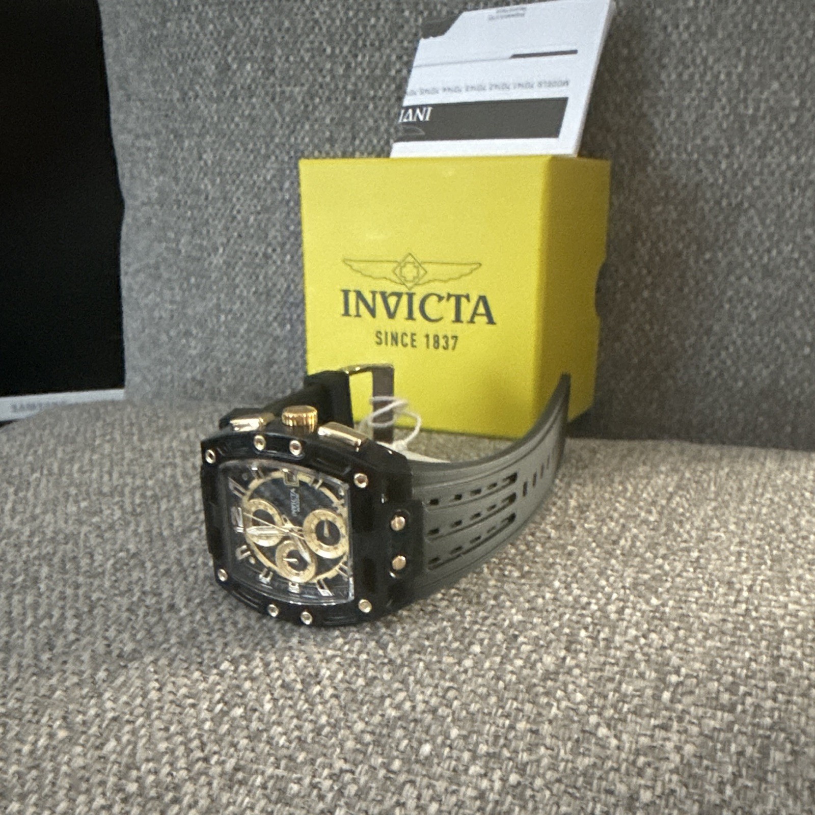Invicta S1 Rally Allogrip Men 42mm Black Tone Case Black+Gold Metal Dial