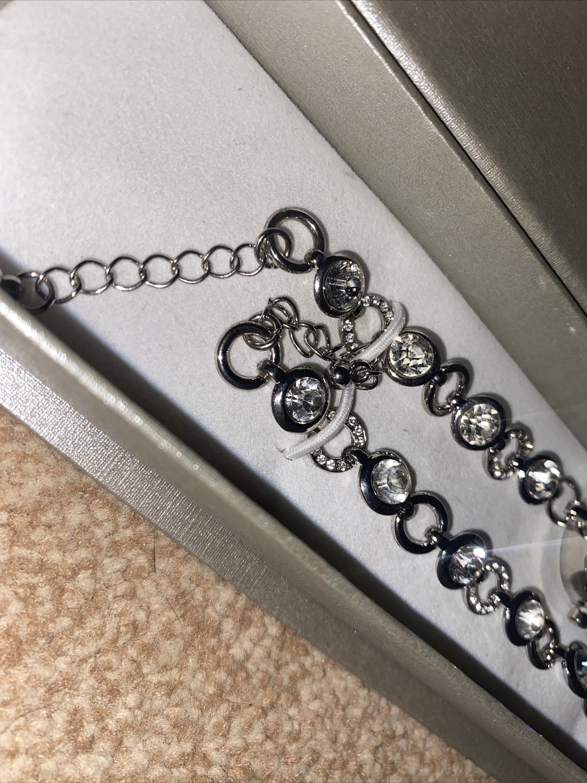 WATCH AND BRACELET SET DIAMONTE SILVER TONE DRESSY FORMAL PARTY BRAND NEW IN BOX
