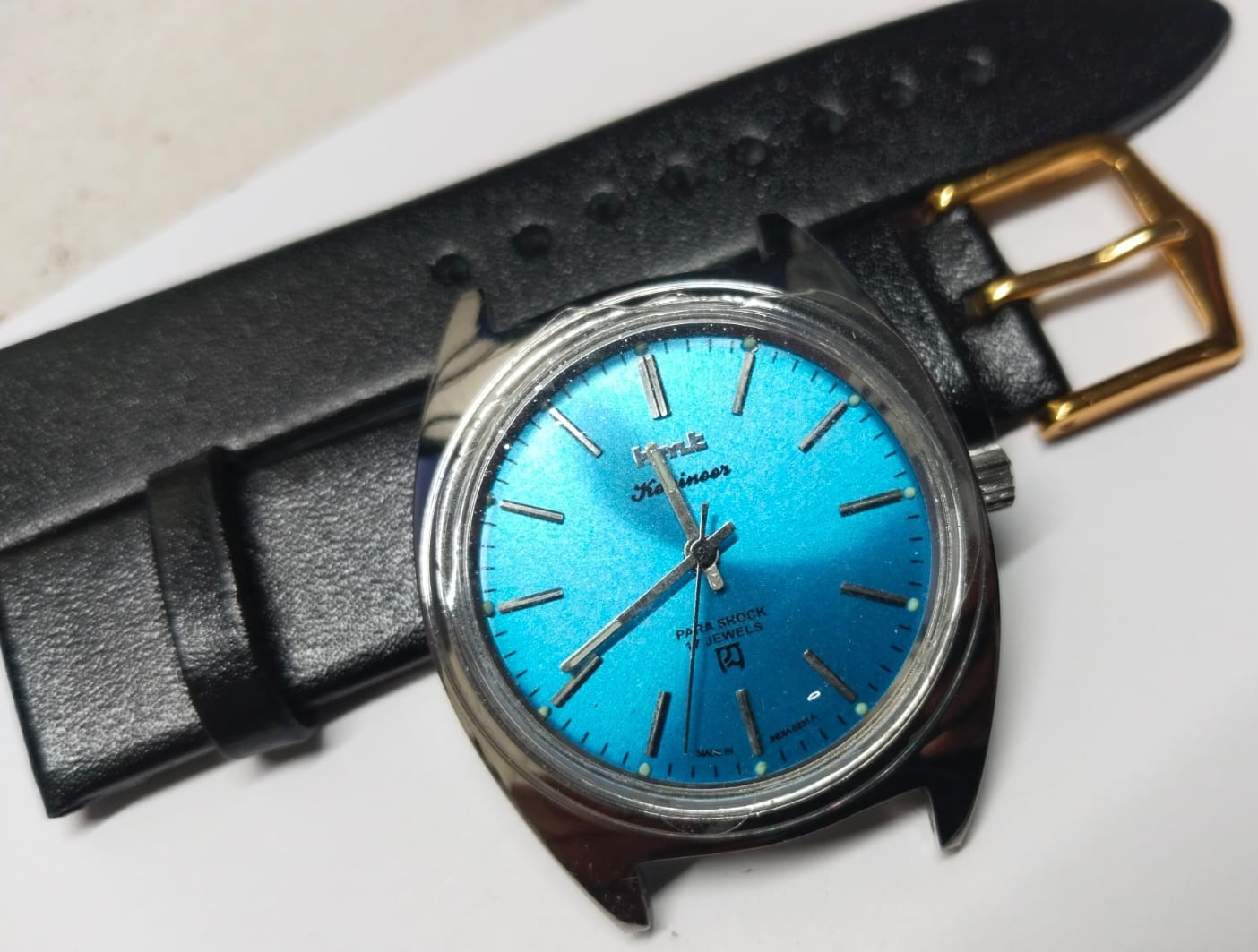 Used HMT Men’s Manual Watch Stealth Black Wrist Watch Blue HMT Kohinoor