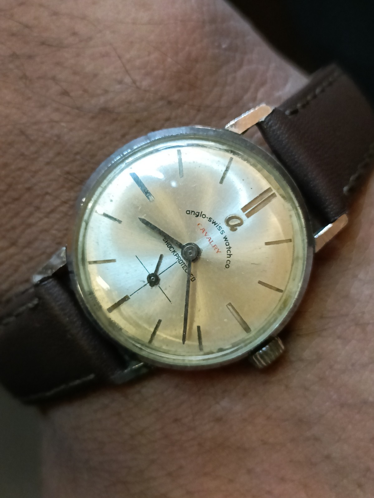 ANGLO-SWISS WATCH CO. CAVALRY WINDING PATINA DIAL UNISEX WORKING