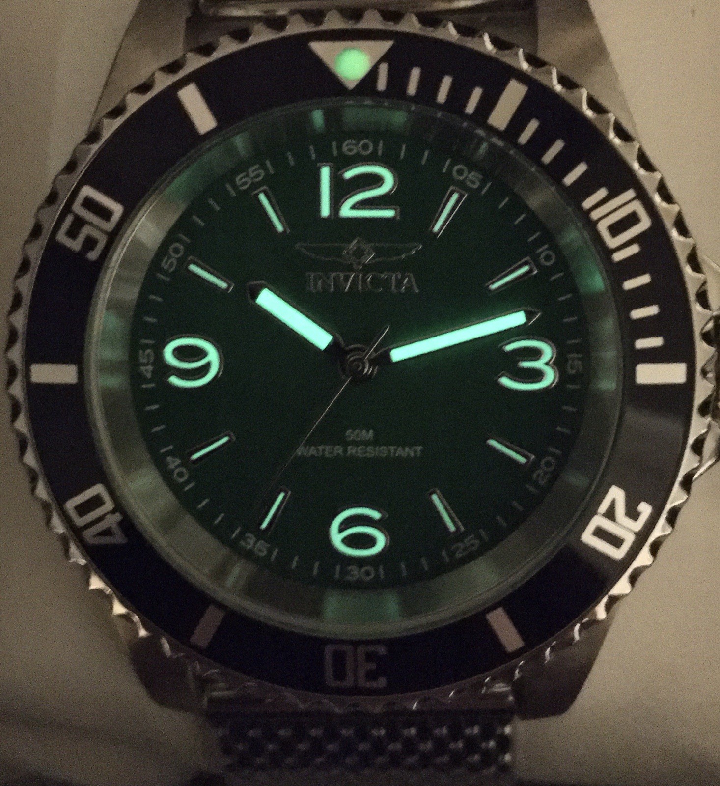 INVICTA PRO DIVER GREEN FATHOMS STYLE NO DATE ALPHA NUMERIC 40MM QUARTZ CUSTOM