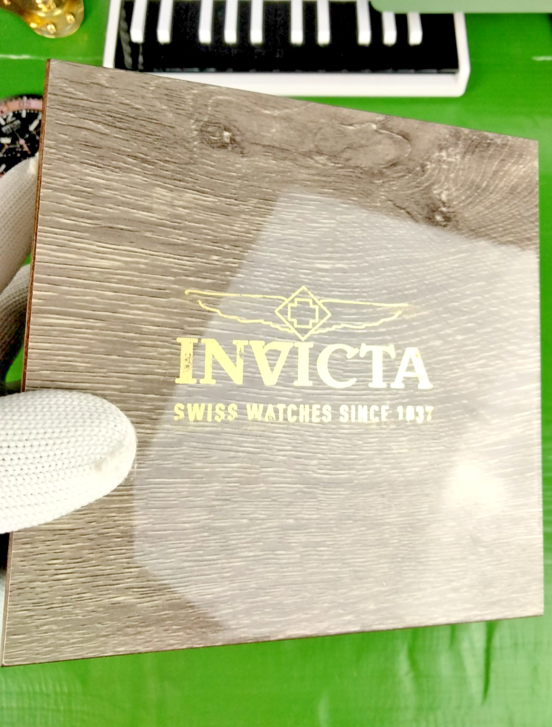 Invicta Roseskull Artist Automatic Men Watch 69497 K9 Glass Case Grn Strap WR30M