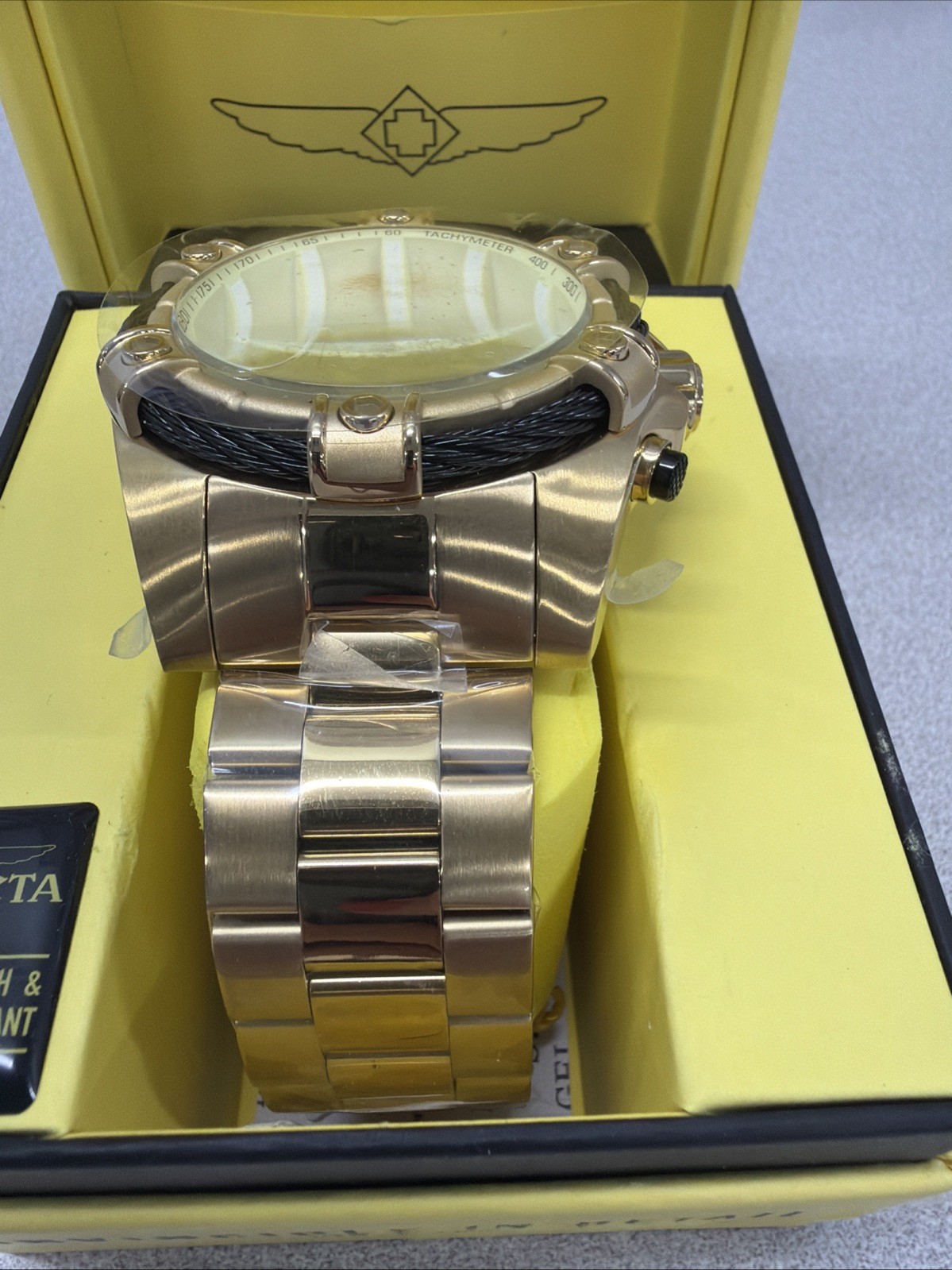Invicta Bolt Men 52mm 25515 Chronograph gold/sunray Dial Gold Tone NIB