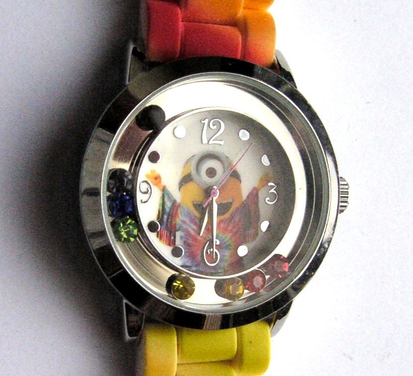 Minions Watch Universal Studios Multicolor Silicone Band Round 40 mm White Dial