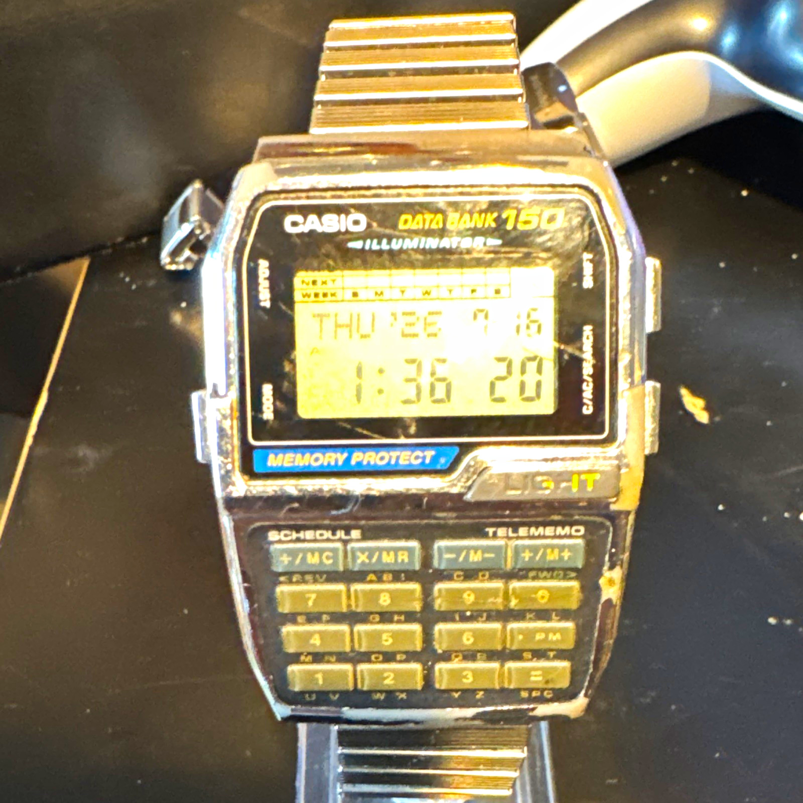 Casio Data Bank 150 Telememo Calculator Illuminator Day/Date Digital Quartz