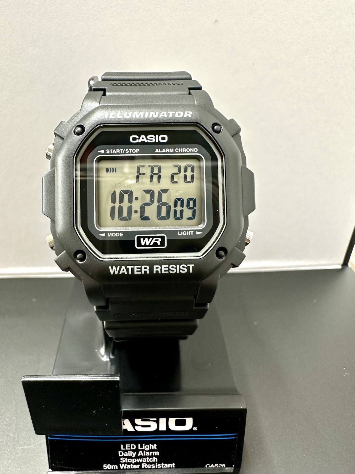 Casio F108WH-1A Illuminator, Black Resin Band, 7 Year Battery, Men’s Watch