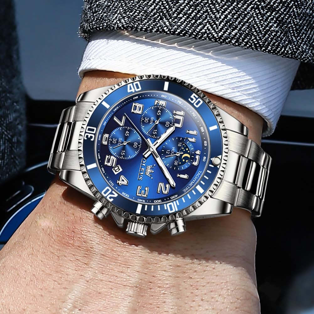 Mens Luxury Watch Stainless Steel Gold Black Blue Green White Gray Red Dial