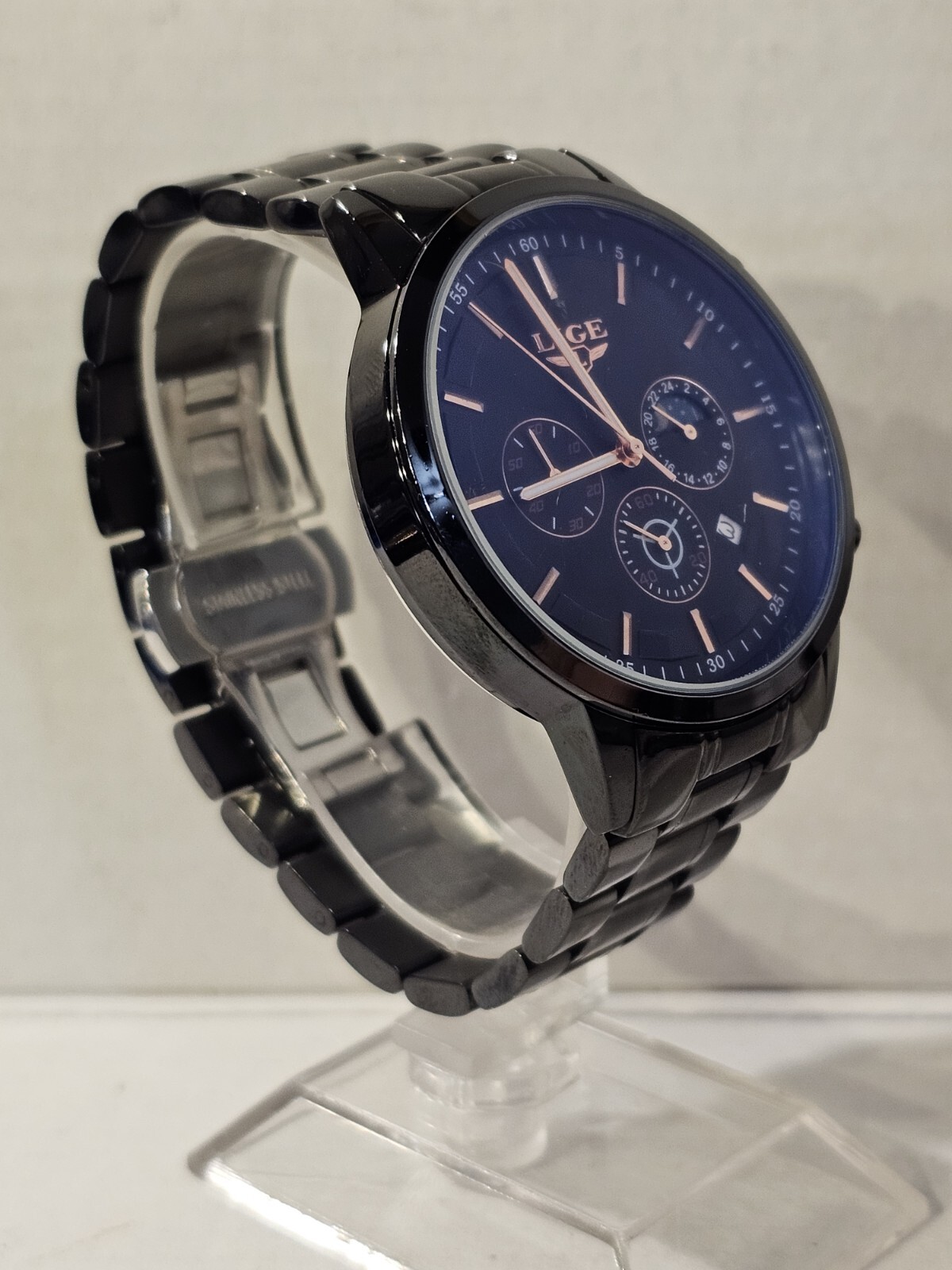 LIGE MENS WATCH “FOR DREAM” 1853 STAINLESS STEEL MOONPHASE WR CHRONOGRAPH