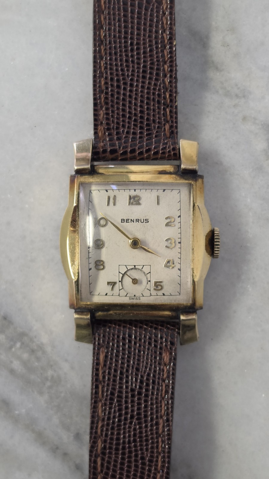 Vintage 1950’s Benrus 10K Rolled Gold Plated Men’s Watch Tank Mechanical